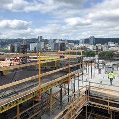 Construction site with workers
